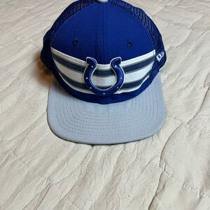 Indianapolis Colts New Era Blue Royal Banner A-Frame 9FIFTY NFL Trucker Hat OSFM